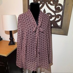 Pleione Long Sleeve Burgundy Blouse